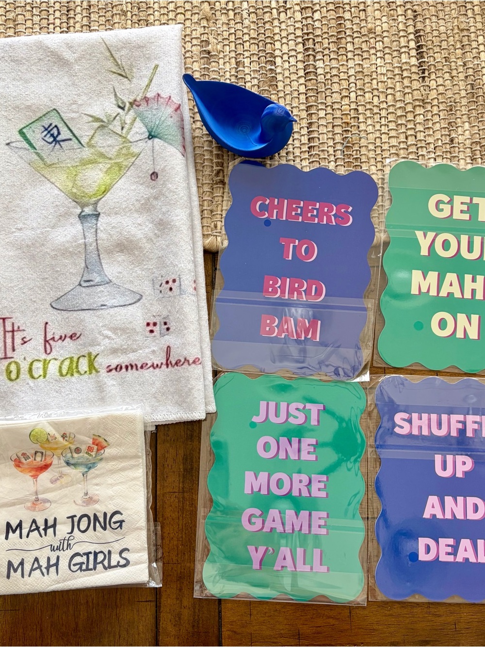 Party Signs Set - Green and Blue Mahjong Party Signs